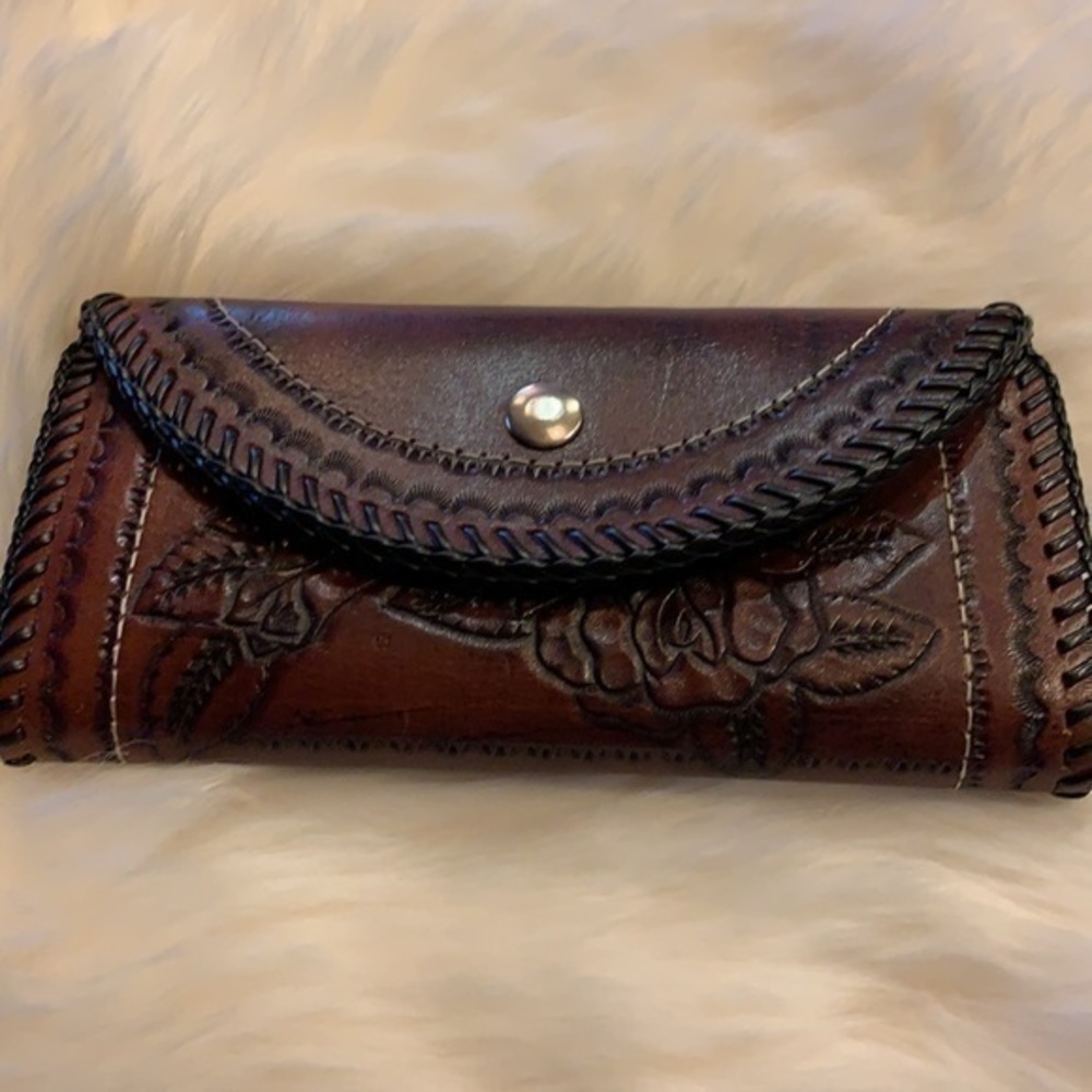 Leather Wallet Burnished Toole Handmade Wallet Western Durable Handcraft